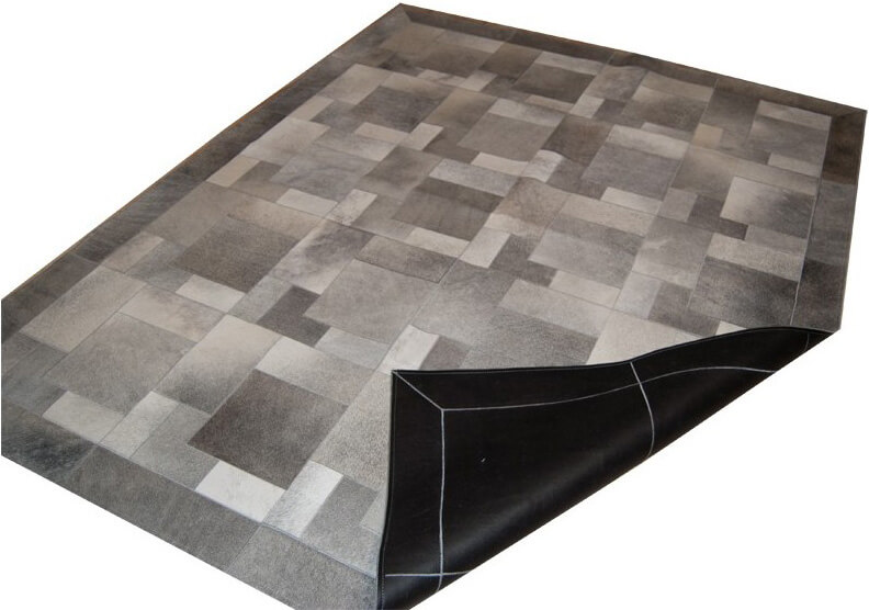 Сірий килим з натуральної шкіри Pazl ☞ Розмір: 220 x 220 см