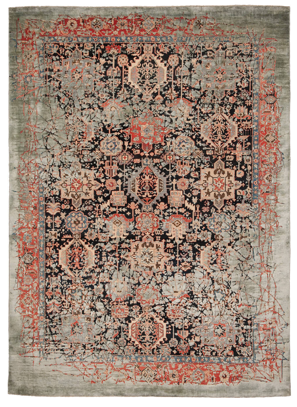 Килим ексклюзивний Bidjar Piccadilly Pleasure Black Grey Silk | Розмір: 200 x 300 см