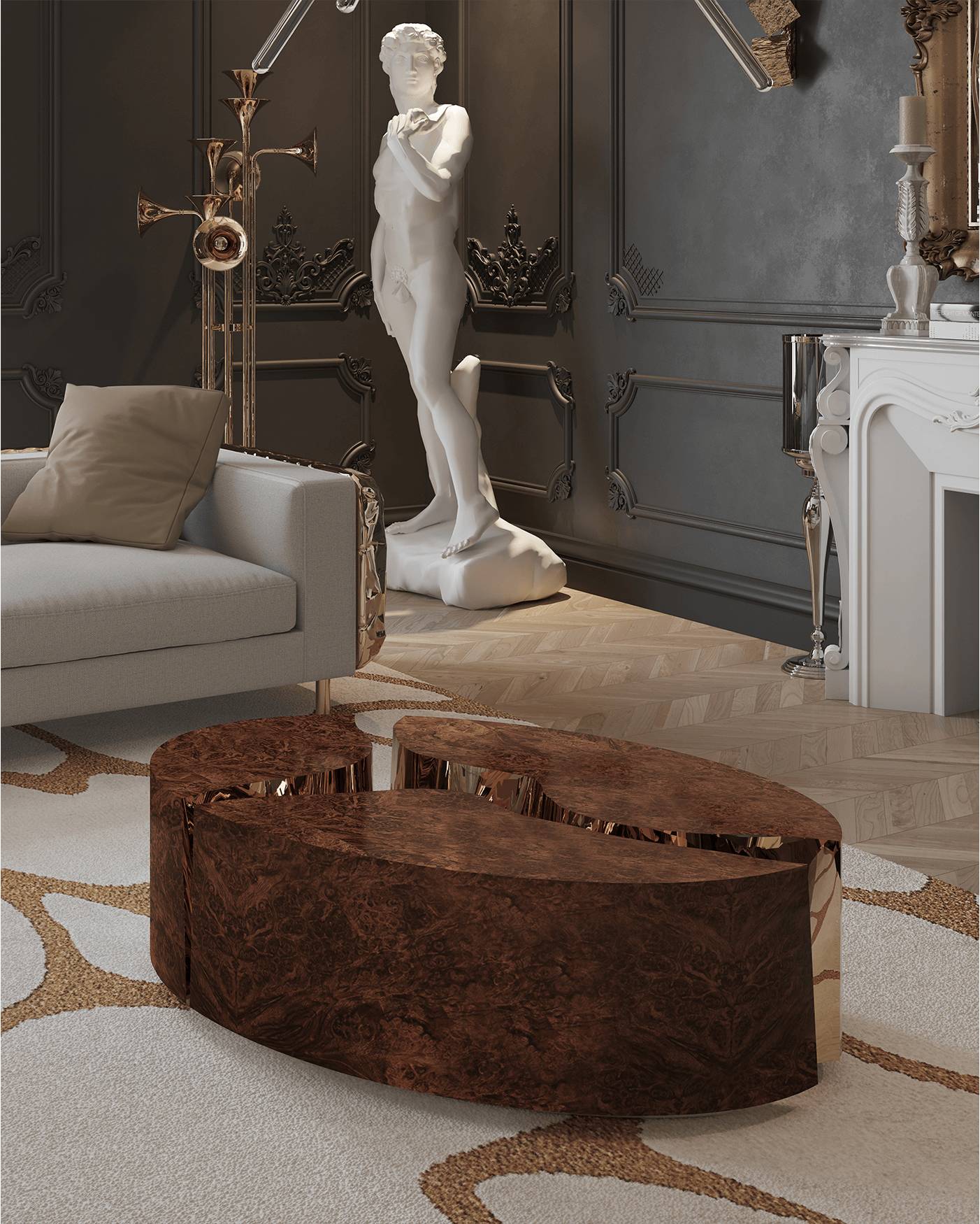 Журнальный столик Fissure Oval Walnut