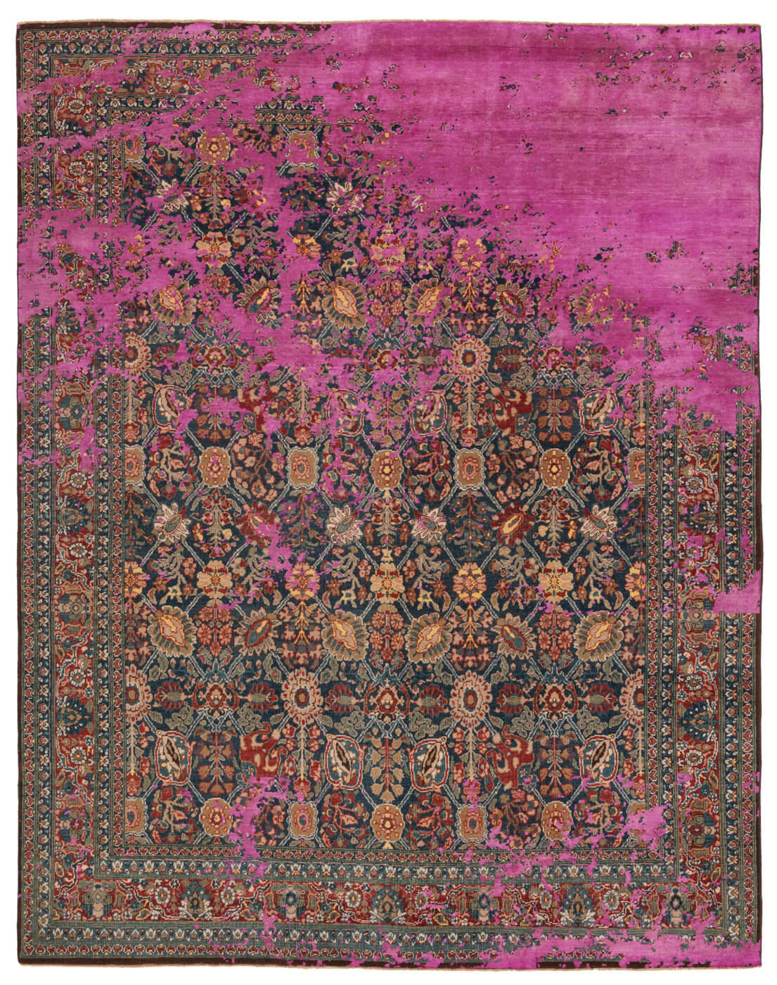 Ковер Tabriz Canal Rocked Navyblue Neonpink Silk | Размер: 250 x 300 см