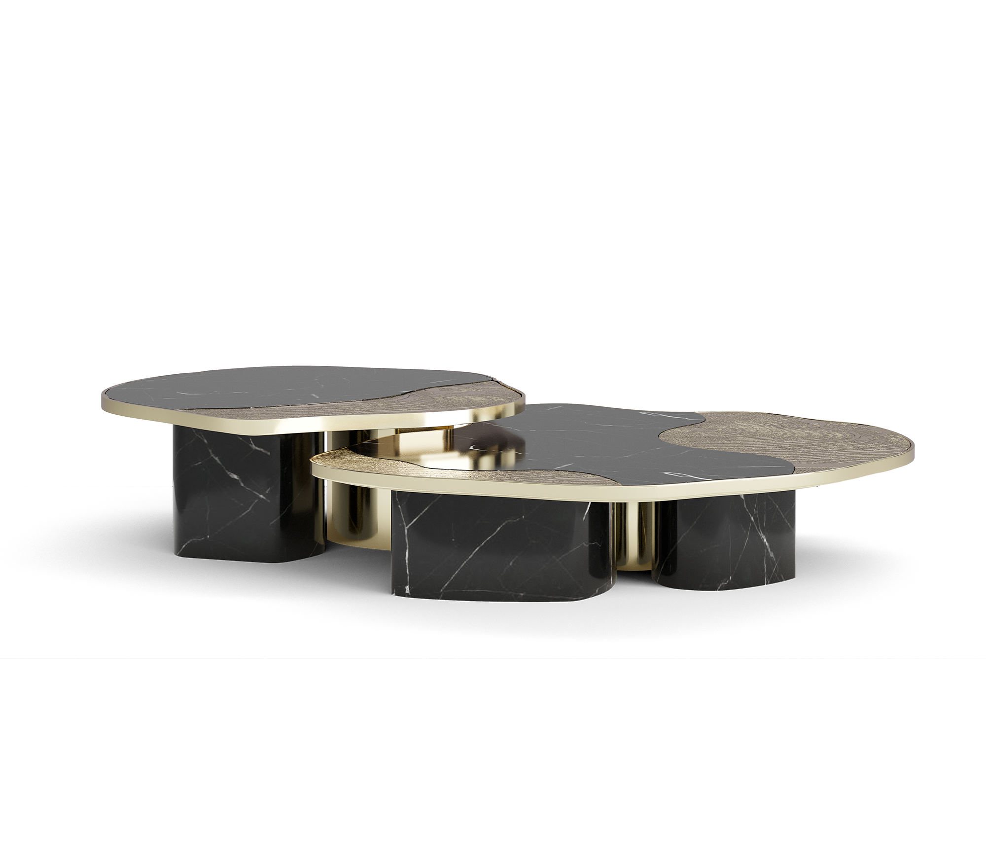 Журнальний столик Athena Nero Marble & Gold Table Set