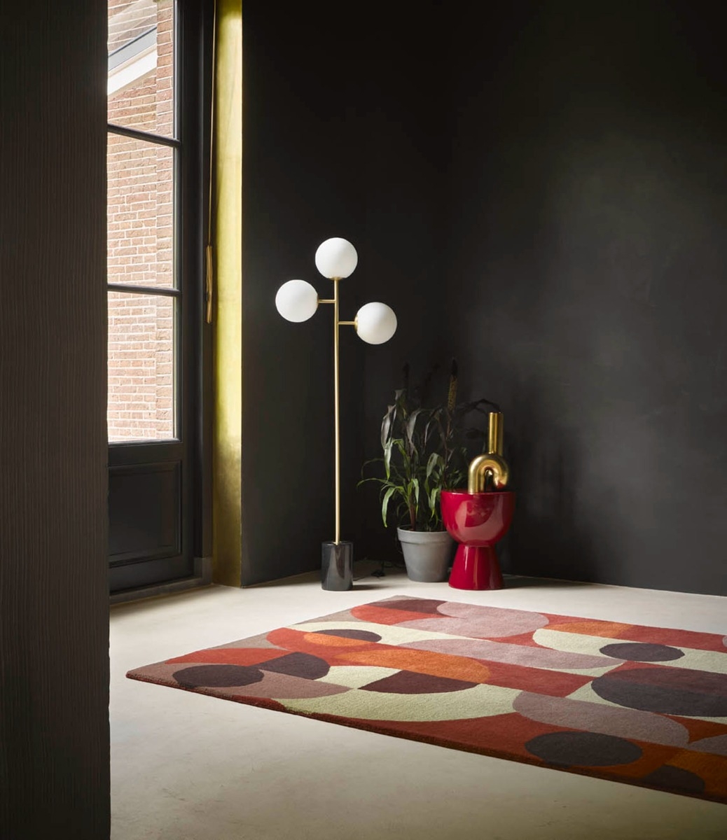 Дизайнерський килим ручної роботи Decor Cosmo Red Pale Green