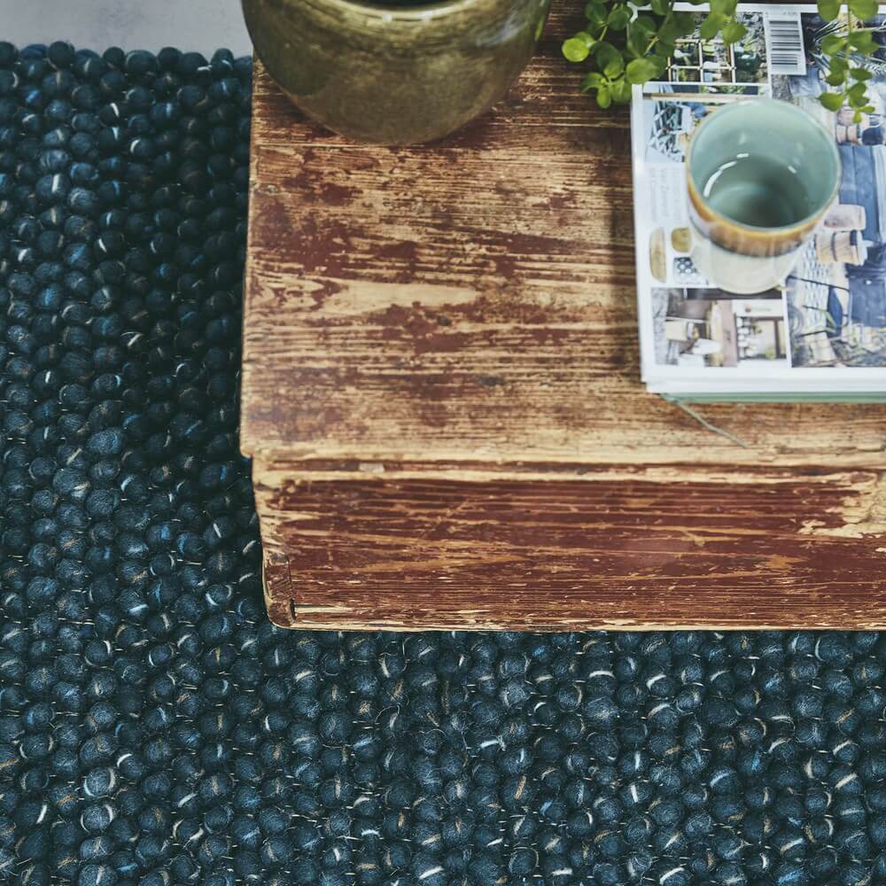 Синій безворсовий килим Cobble | Розмір: 200 x 300 см