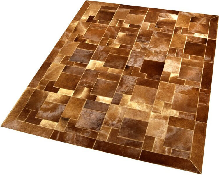 Килим з натуральної шкіри коричневий Puzzle ☞ Розмір: 140 x 180 см