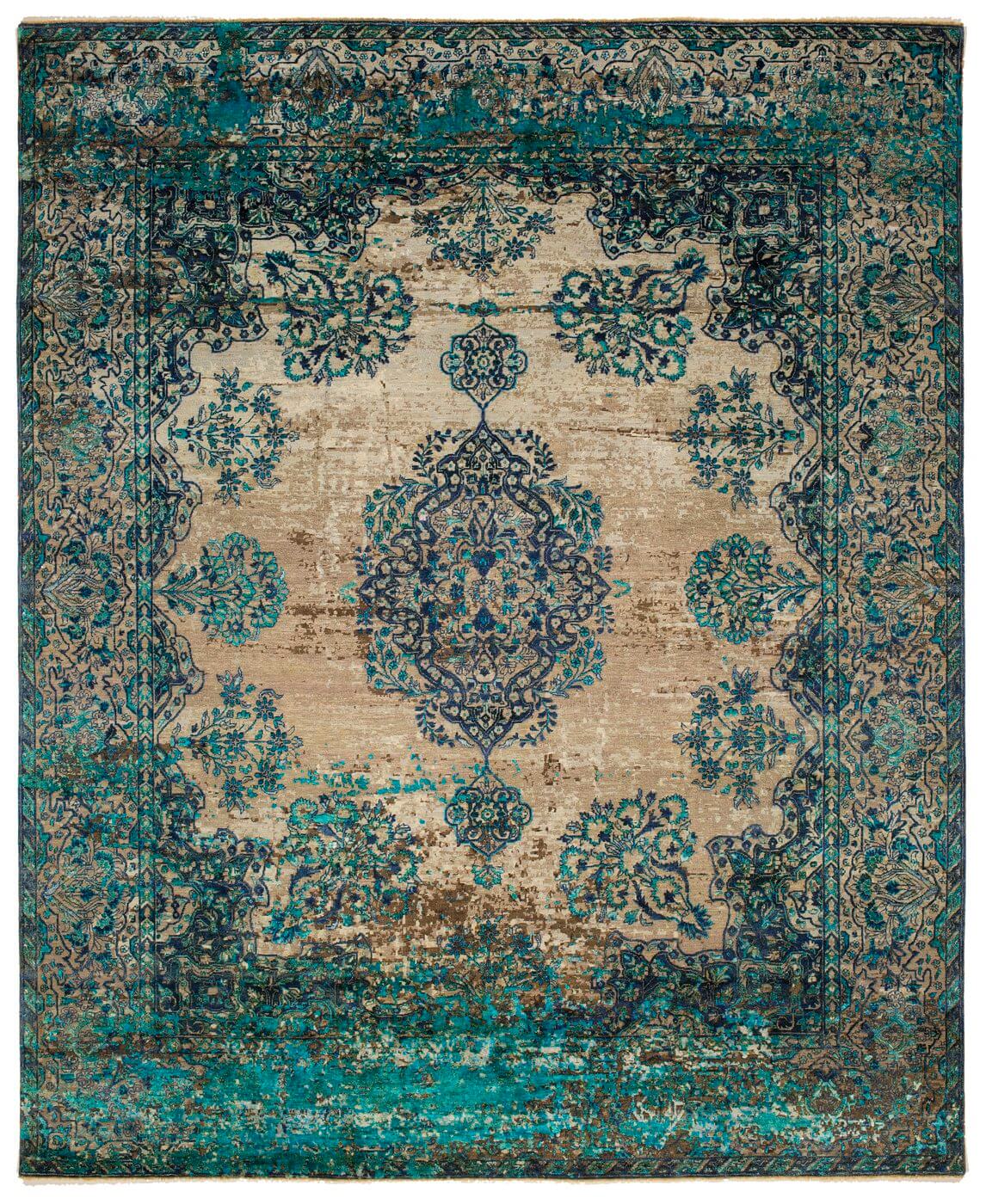 Ковер эксклюзивный Kirman Robson Artwork 19 Grey Blue Silk