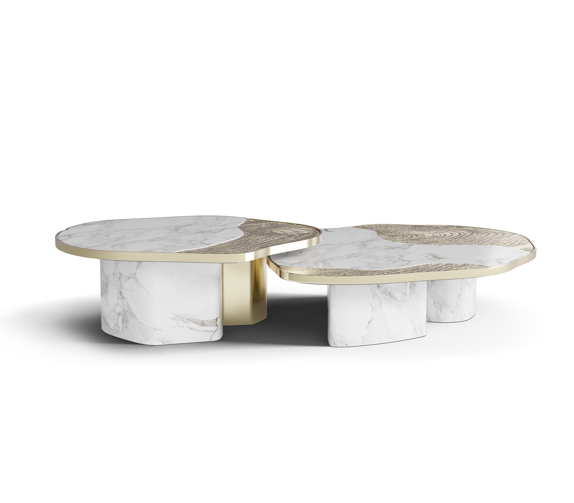 Журнальний столик Athena Gold Marble & Gold Table Set