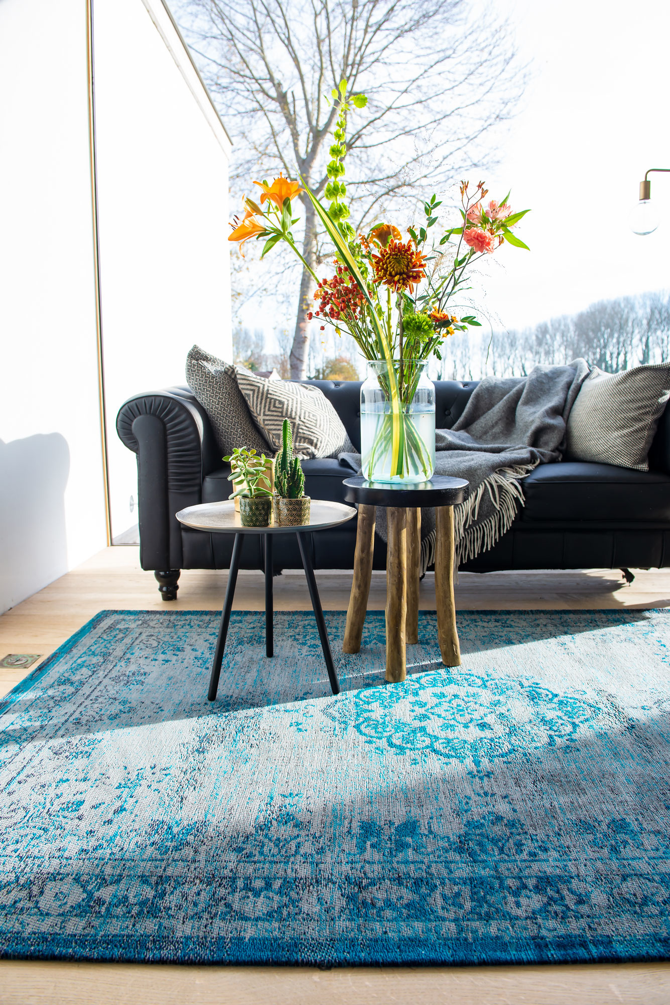 Ковер винтажный медальон Grey Turquoise | Размер: 80 x 150 см