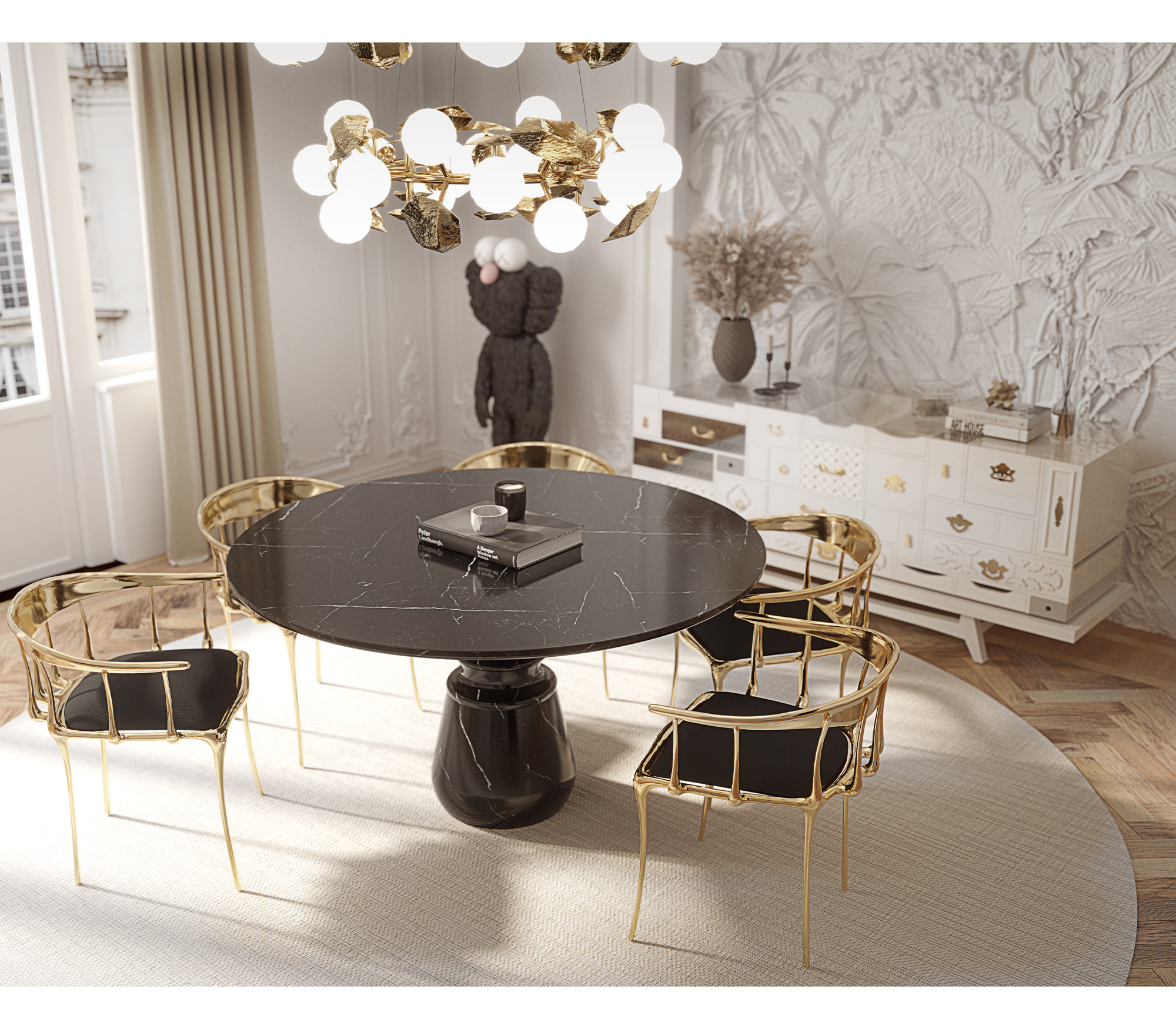 Обідній стіл Obsidian Round Nero Marquina