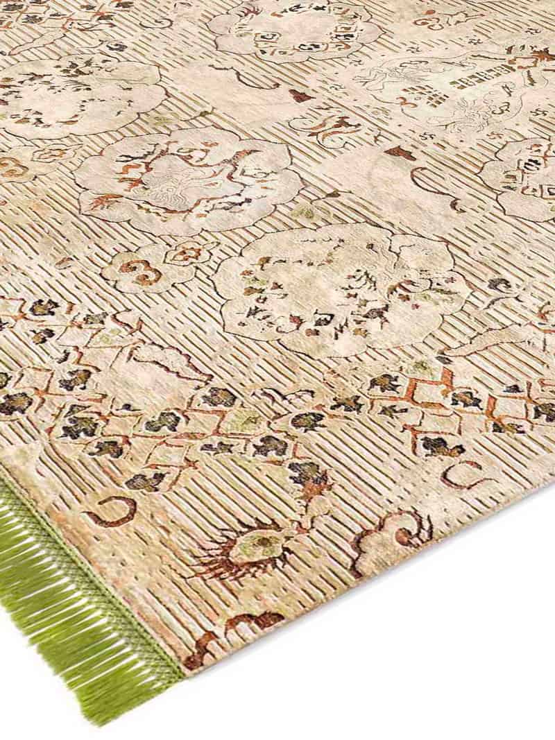Элегантный узелковый ковер ручной работы Dragon Green / Beige ☞ Розмір: 170 x 240 см