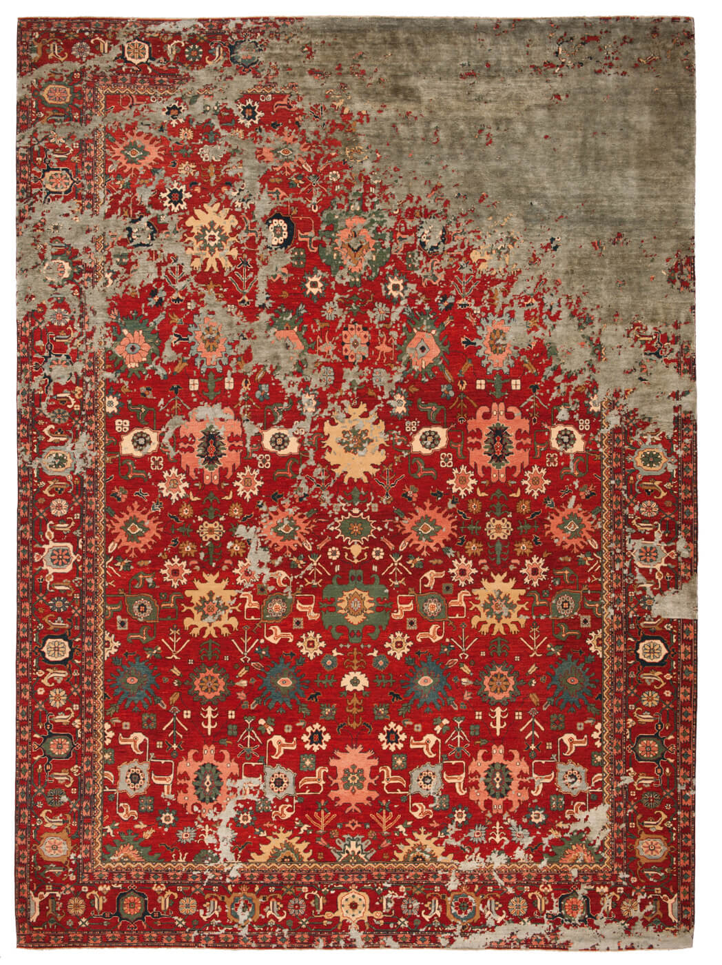 Ковер эксклюзивный Bidjar Kingscross Rocked Red Grey Silk | Размер: 200 x 300 см