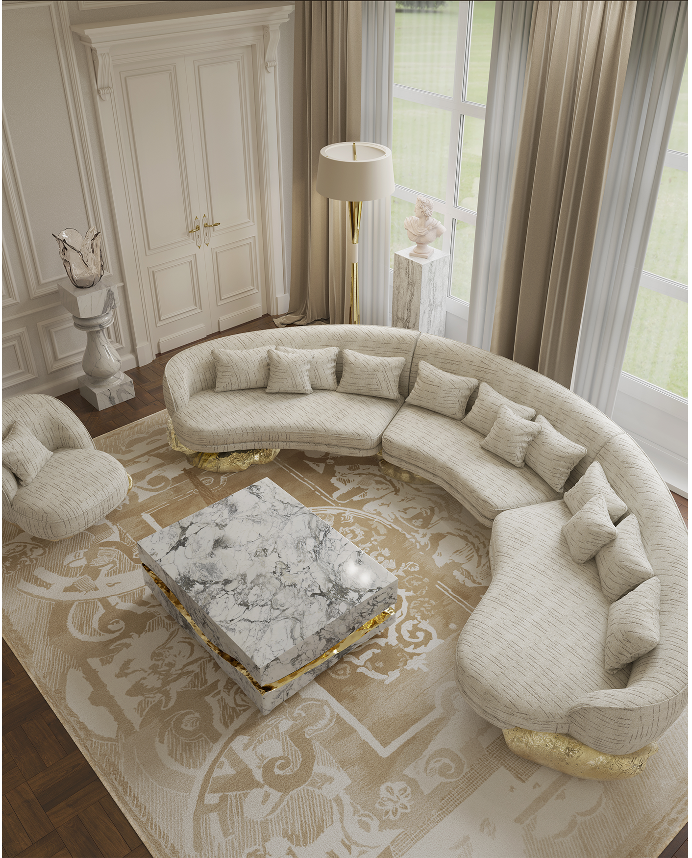 Журнальний столик Boulder Carrara Marble Table