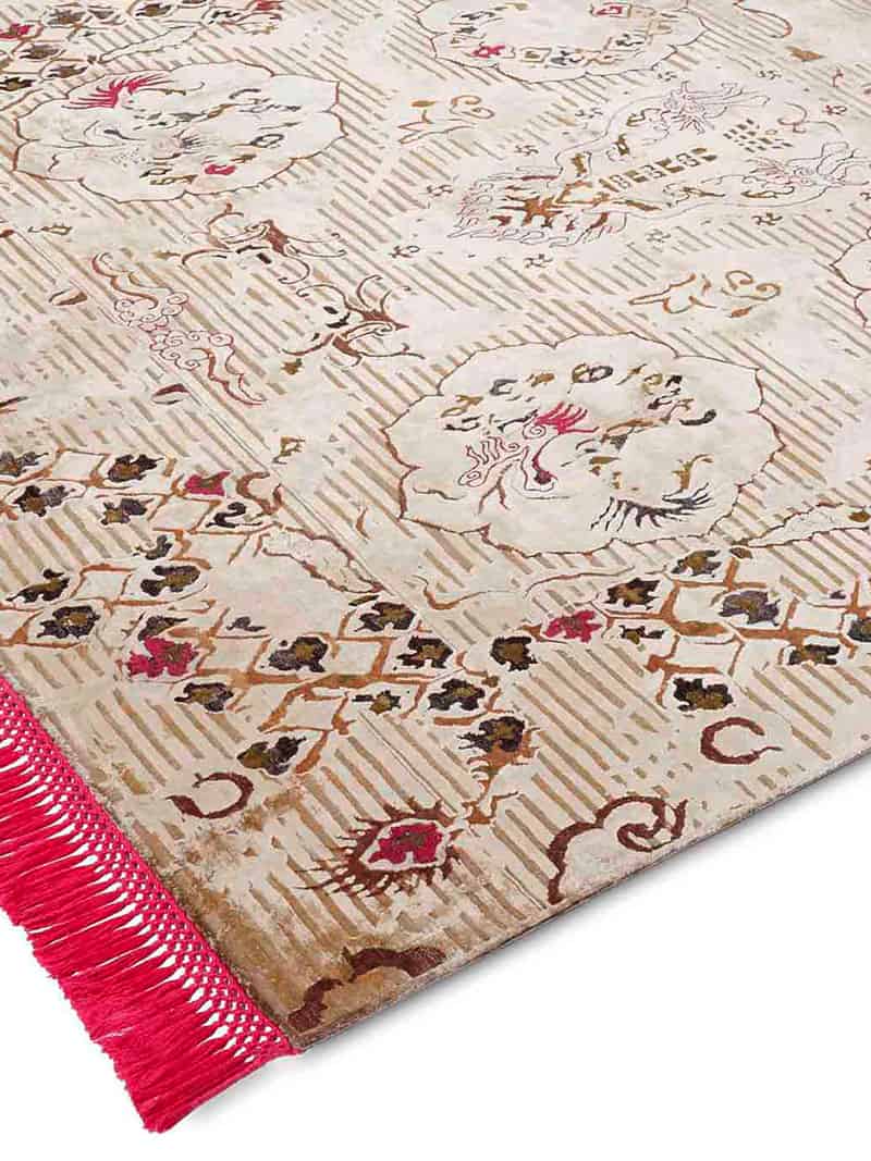 Роскошный ковер ручной работы Dragon Pink / Beige ☞ Розмір: 183 x 274 см