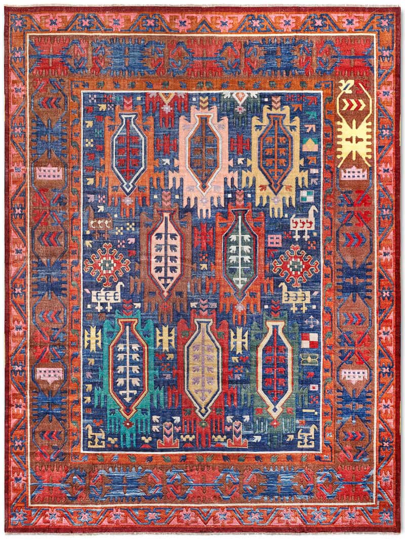 Елітний килим Flatweave Blue / Red | Розмір: 140 x 210 см
