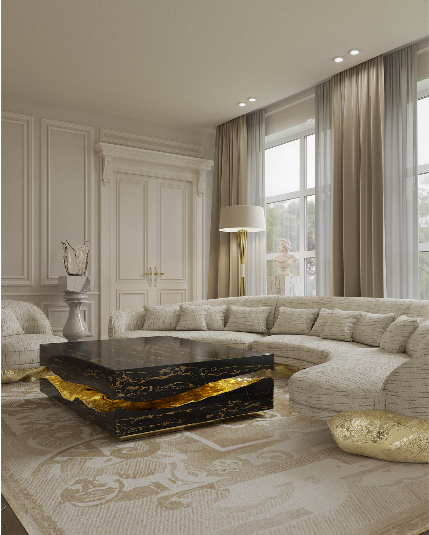 Журнальный столик Boulder Portoro Marble Table