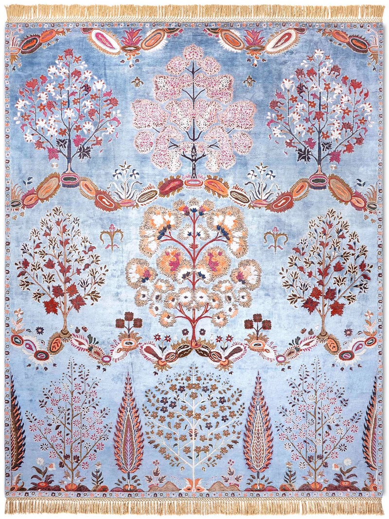 Роскошный ковер ручной работы Mughal Blue