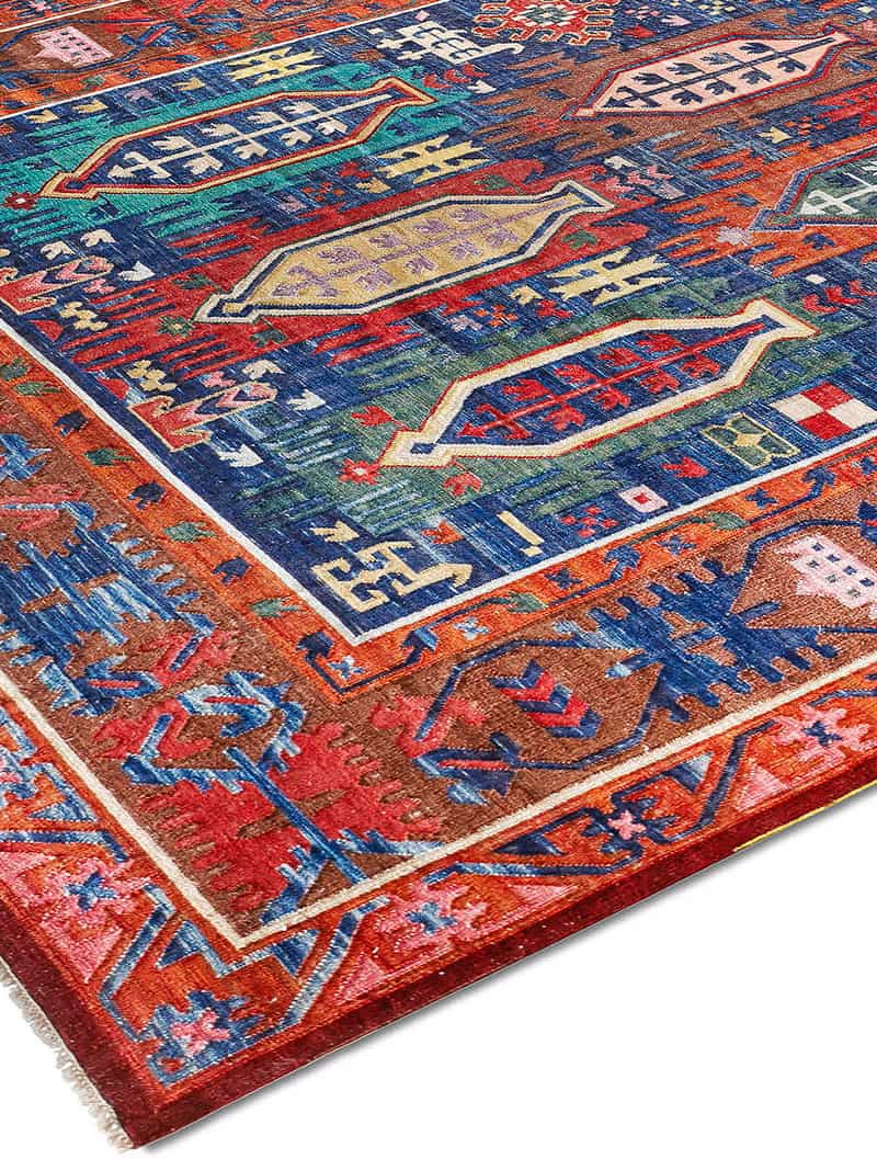 Елітний килим Flatweave Blue / Red | Розмір: 140 x 210 см