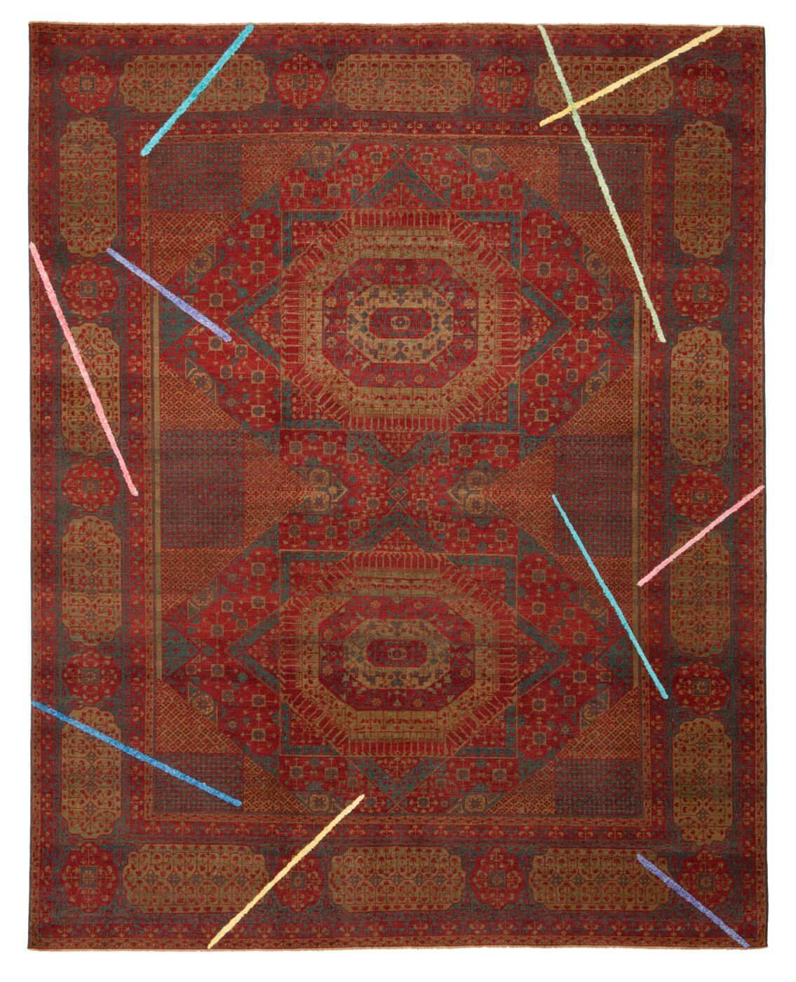 Килим ексклюзивний Mamluk Knightsbridge Neon Lamp Red Multicolor Silk | Розмір: 250 x 300 см