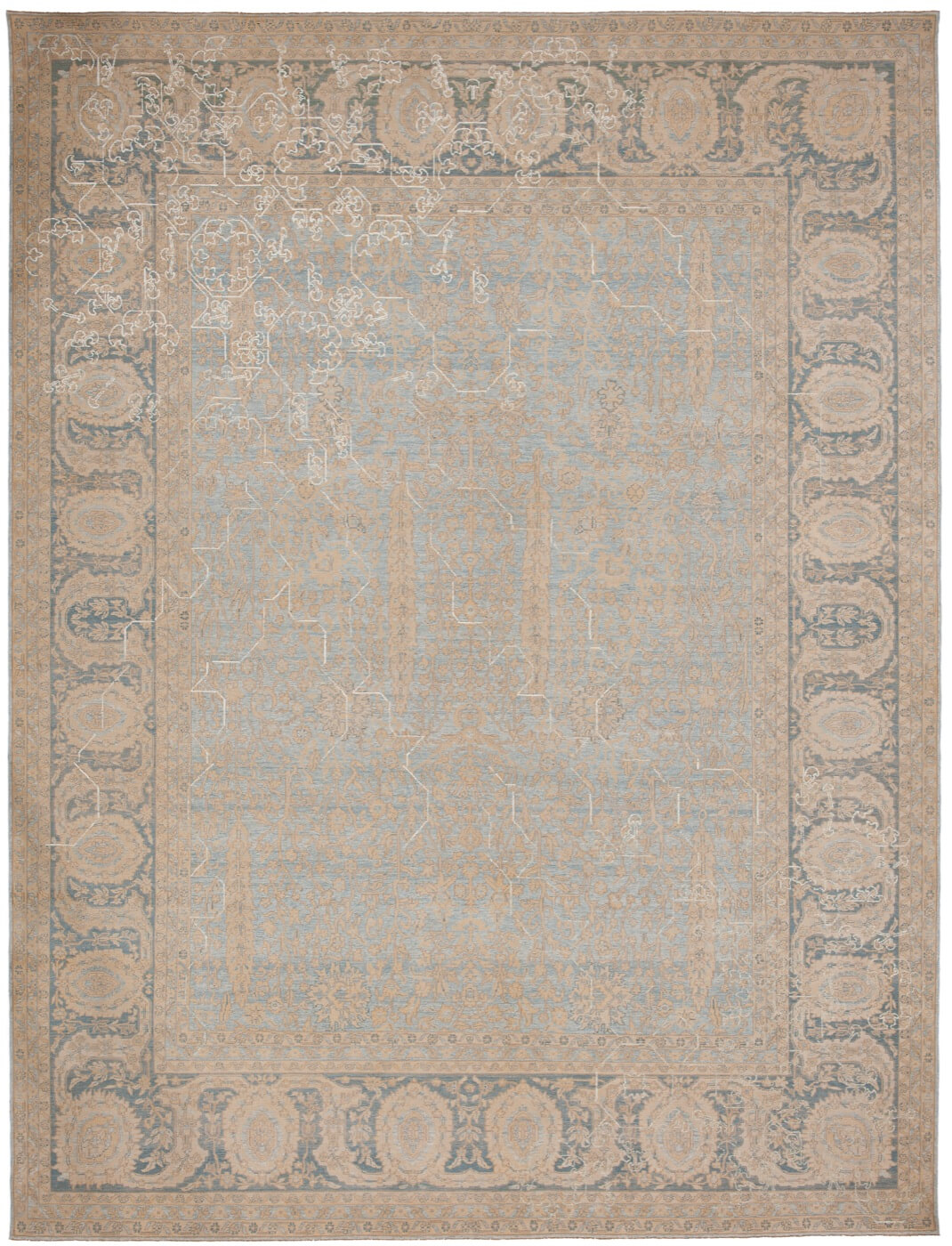 Ковер Tabriz Wooster Sekizgen 2 Skyblue Silvergrey Silk | Размер: 250 x 300 см