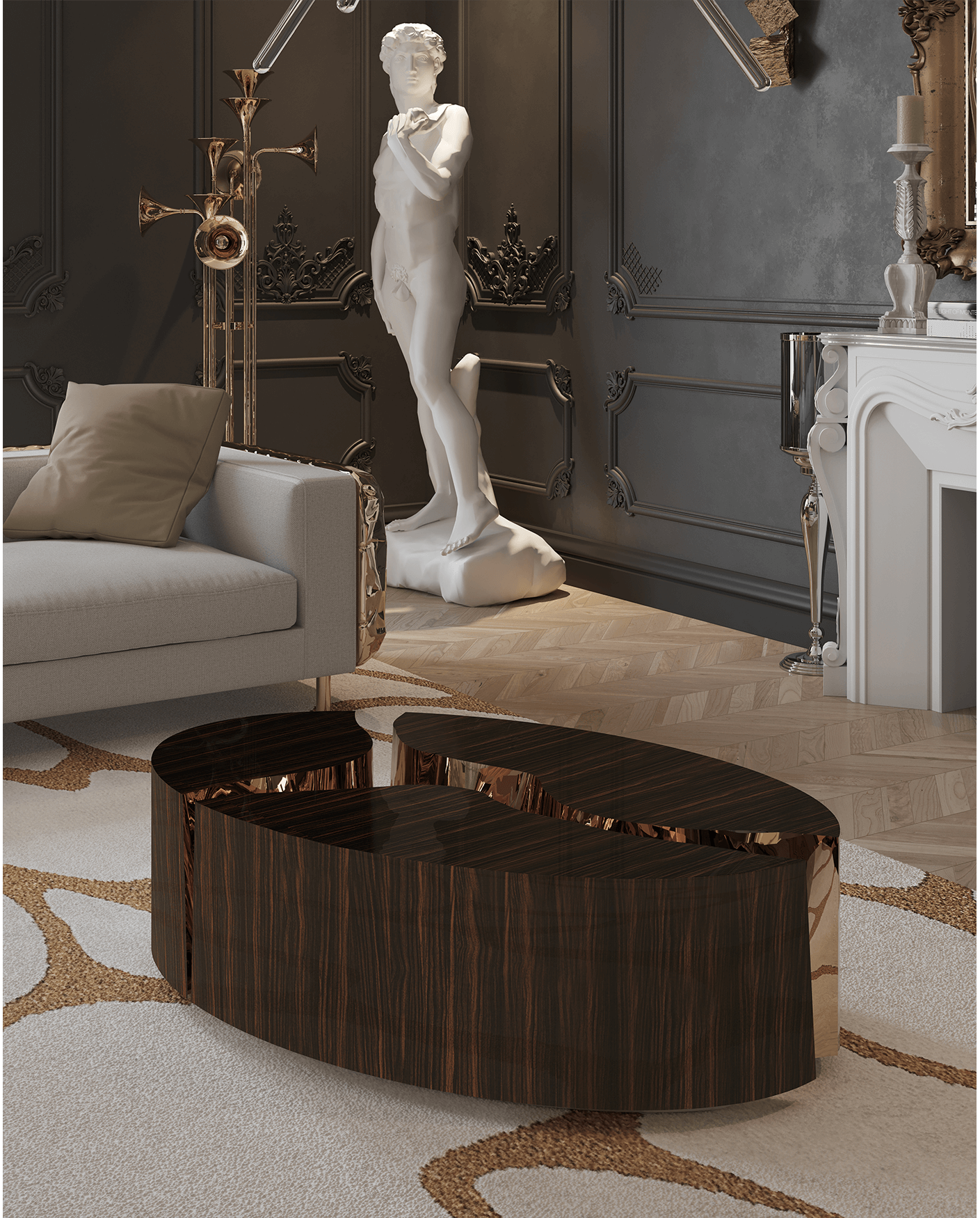 Журнальный столик Fissure Oval Ebony