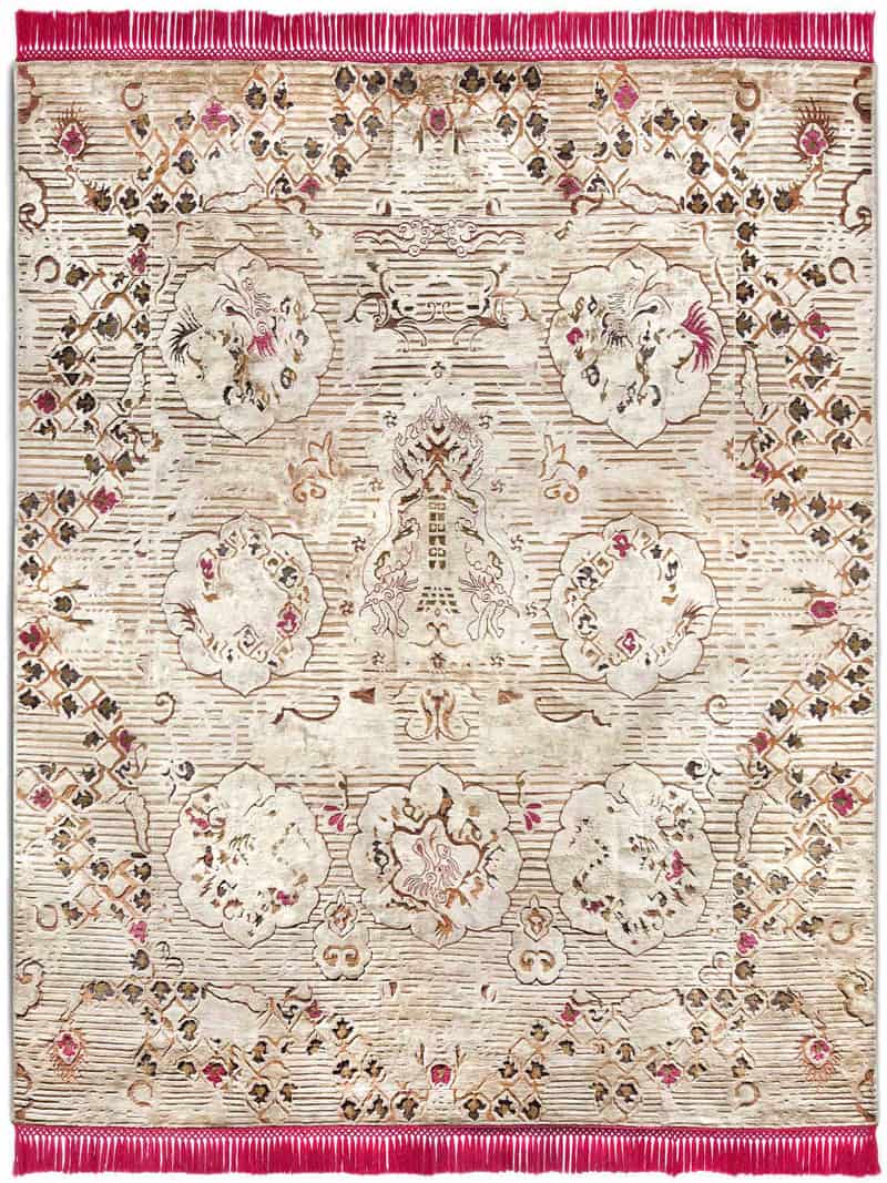 Роскошный ковер ручной работы Dragon Pink / Beige ☞ Розмір: 183 x 274 см