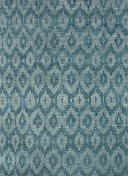 Килим шерстяний синій Ikat