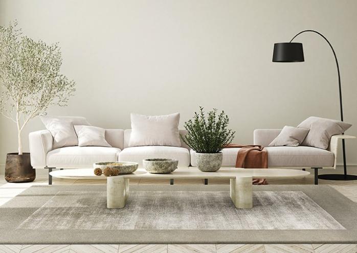 Ковер индийский из шерсти и вискозы Border Vetiver | Размер: 160 x 230 см