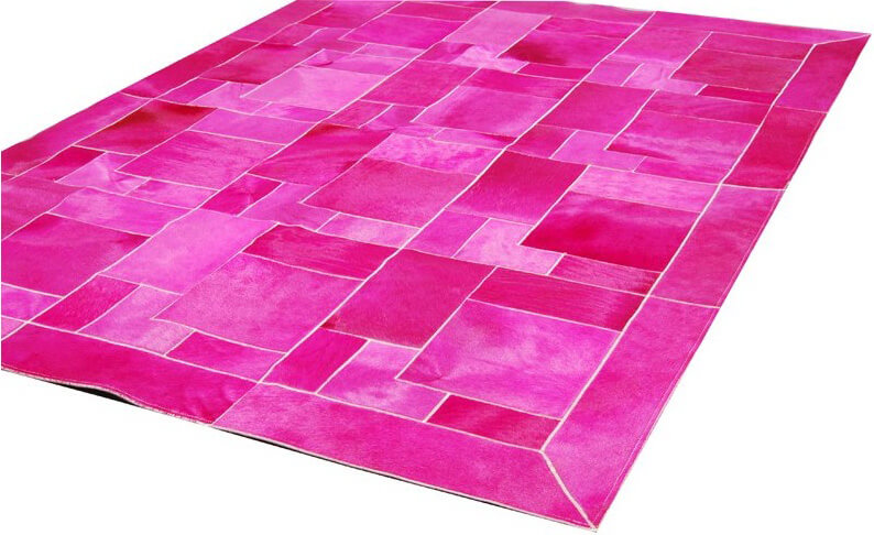 Килим з натуральної шкіри рожевий Puzzle ☞ Розмір: 220 x 220 см