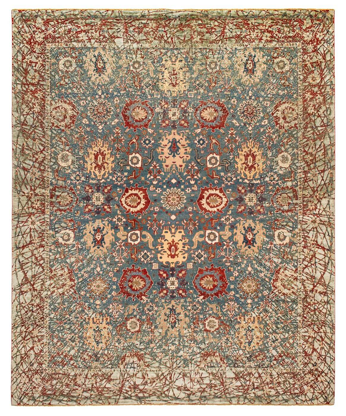 Килим ексклюзивний Bidjar Paddington Dawn Tealblue Grey Silk | Розмір: 300 x 400 см