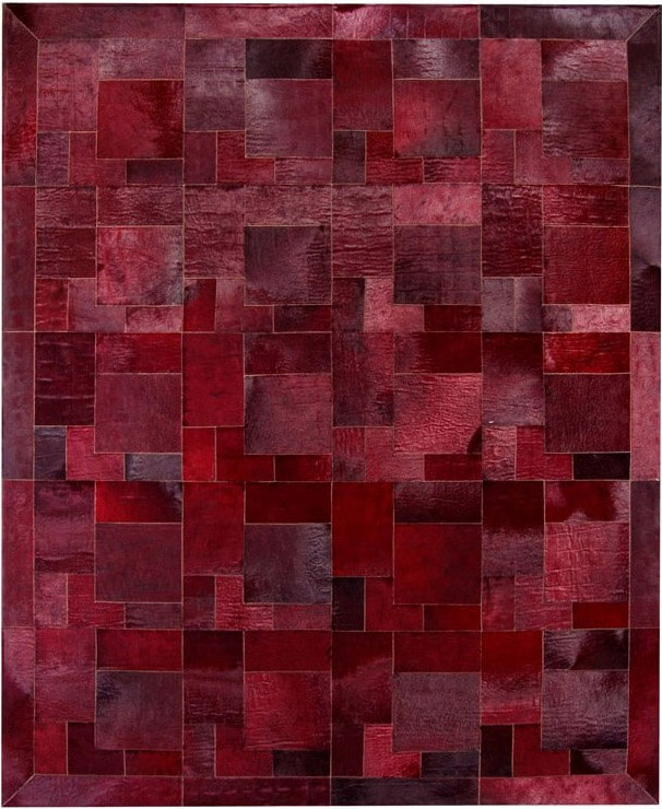 Килим з натуральної шкіри червоний Puzzle ☞ Розмір: 220 x 300 см