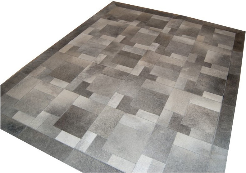 Сірий килим з натуральної шкіри Pazl ☞ Розмір: 180 x 260 см