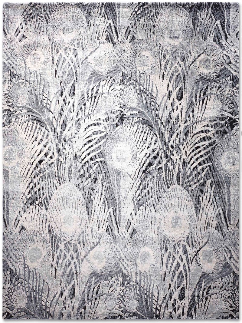 Роскошный ковер ручной работы Feathers BlueGrey