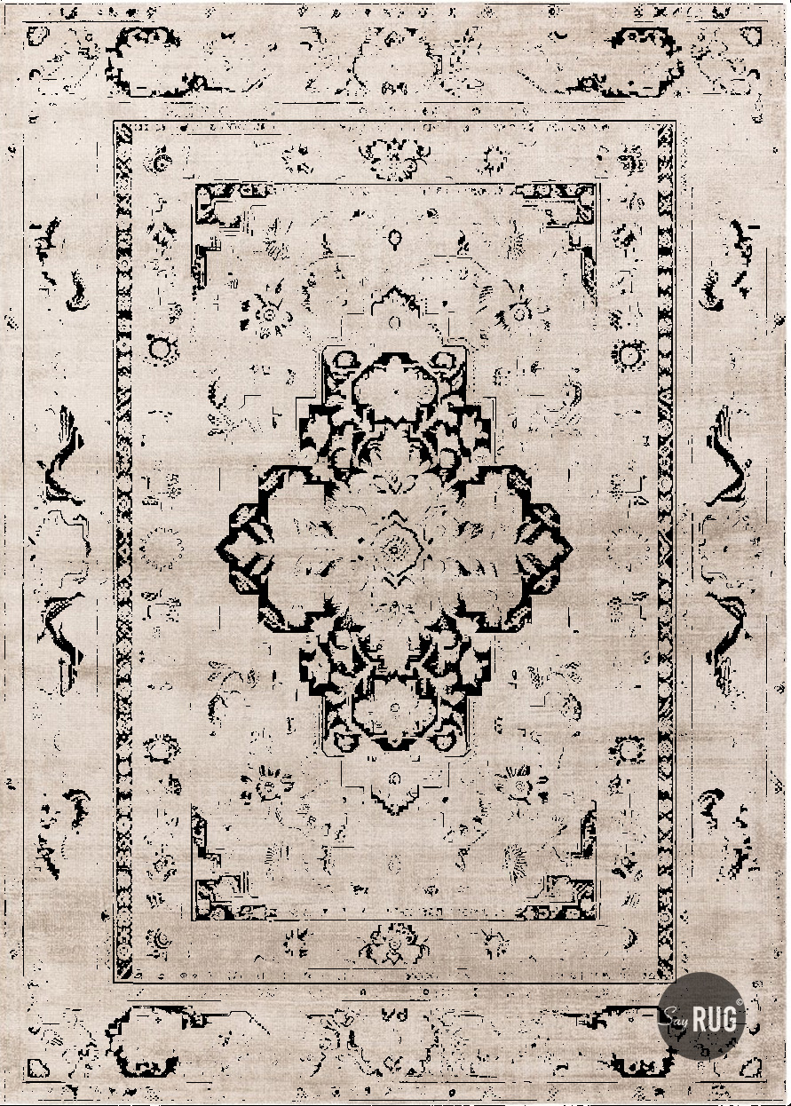 Дизайнерський килим ручної роботи Madurai Black / Beige