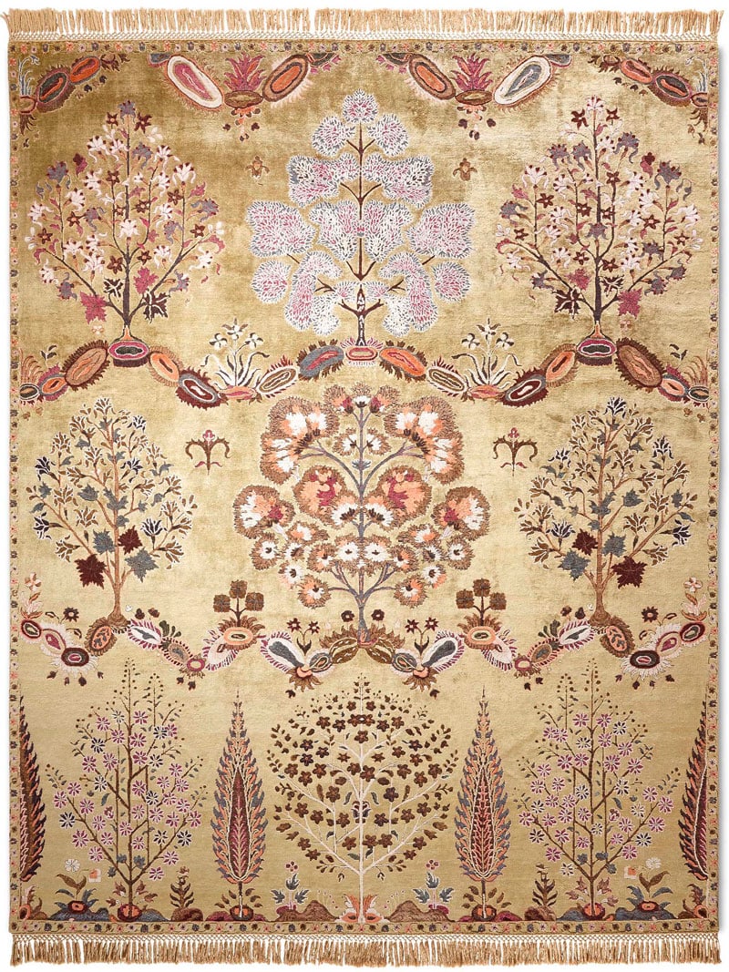 Елітний килим ручної роботи Mughal Yellow | Розмір: 122 x 183 см
