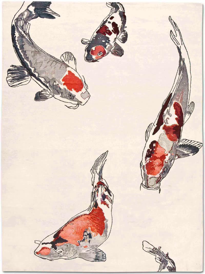 Елегантний килим ручної роботи Fish Original on White
