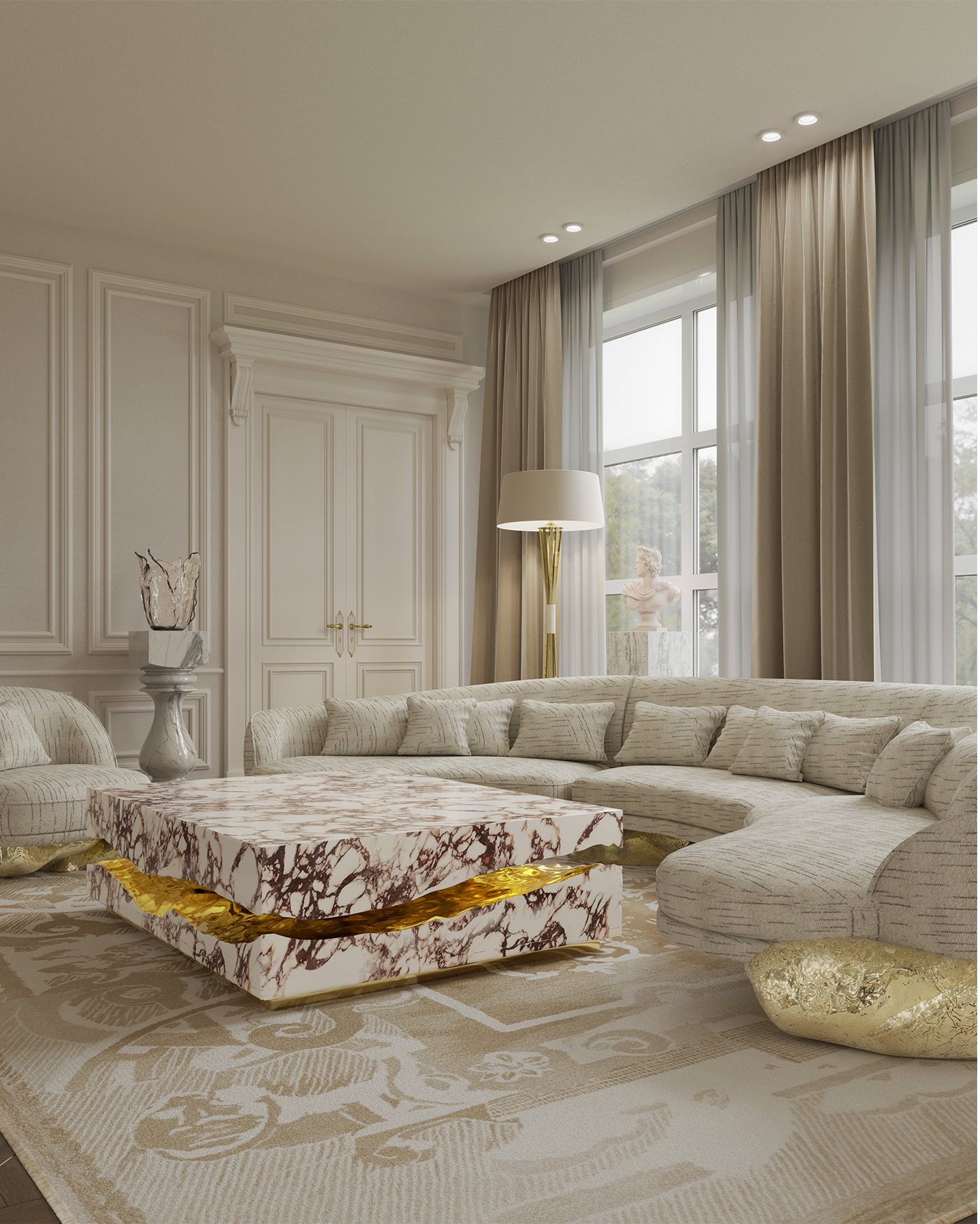 Журнальний столик Boulder Calacatta Violla Marble Table