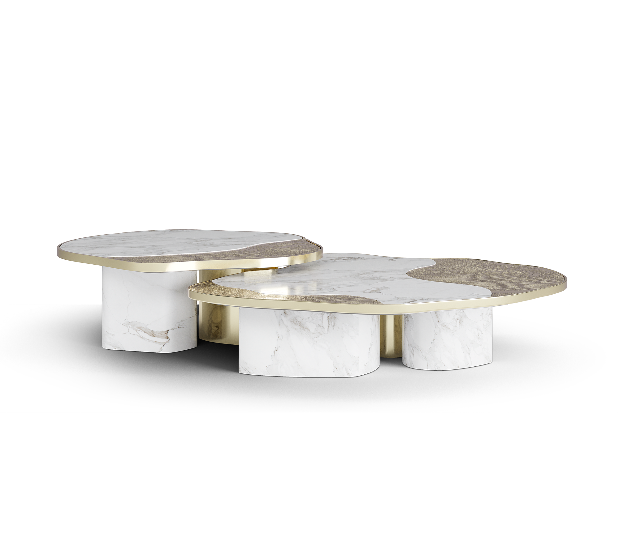 Журнальний столик Athena Gold Marble & Gold Table Set
