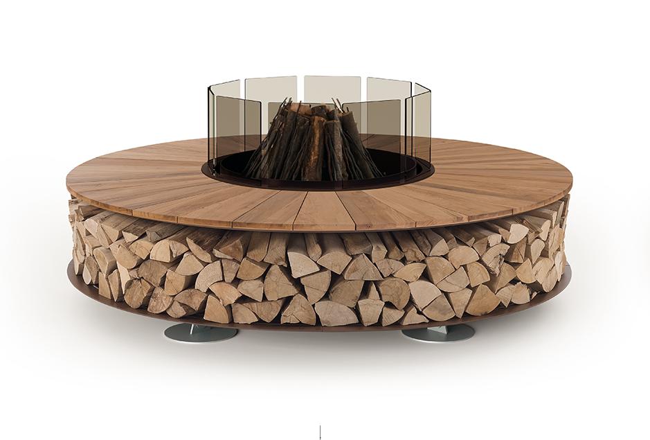 Круглый уличный камин Италия Zero Wood