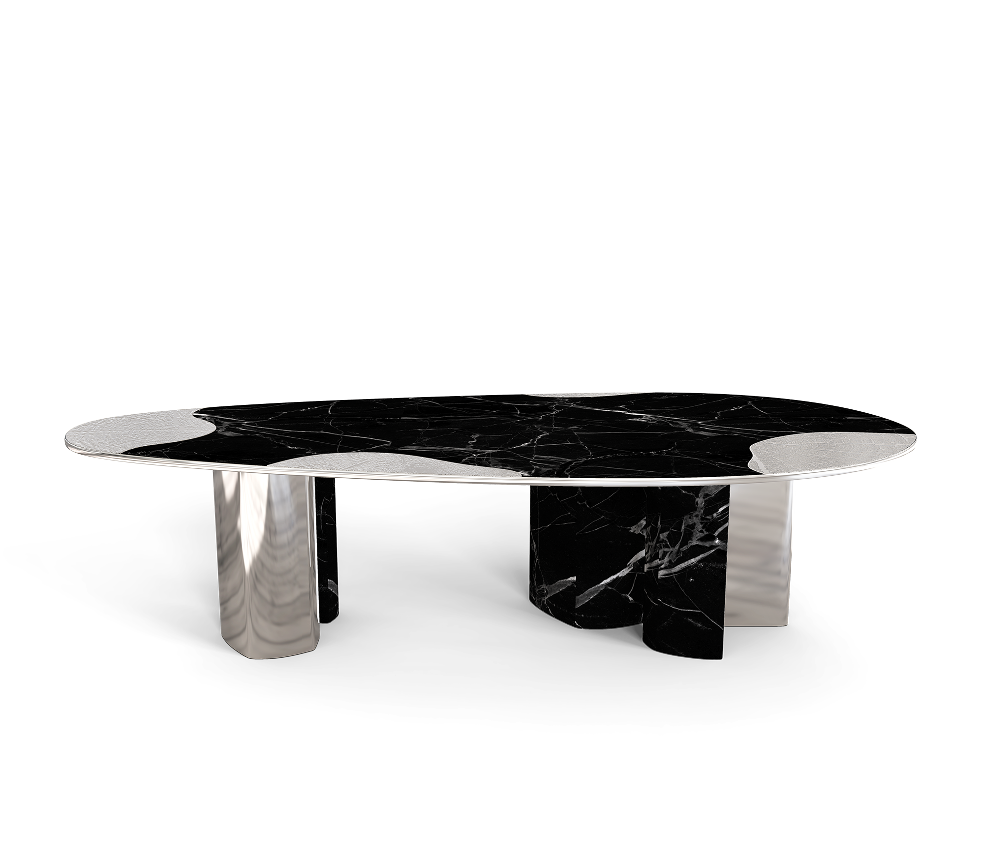 Обеденный стол Athena Nero Marble & Silver