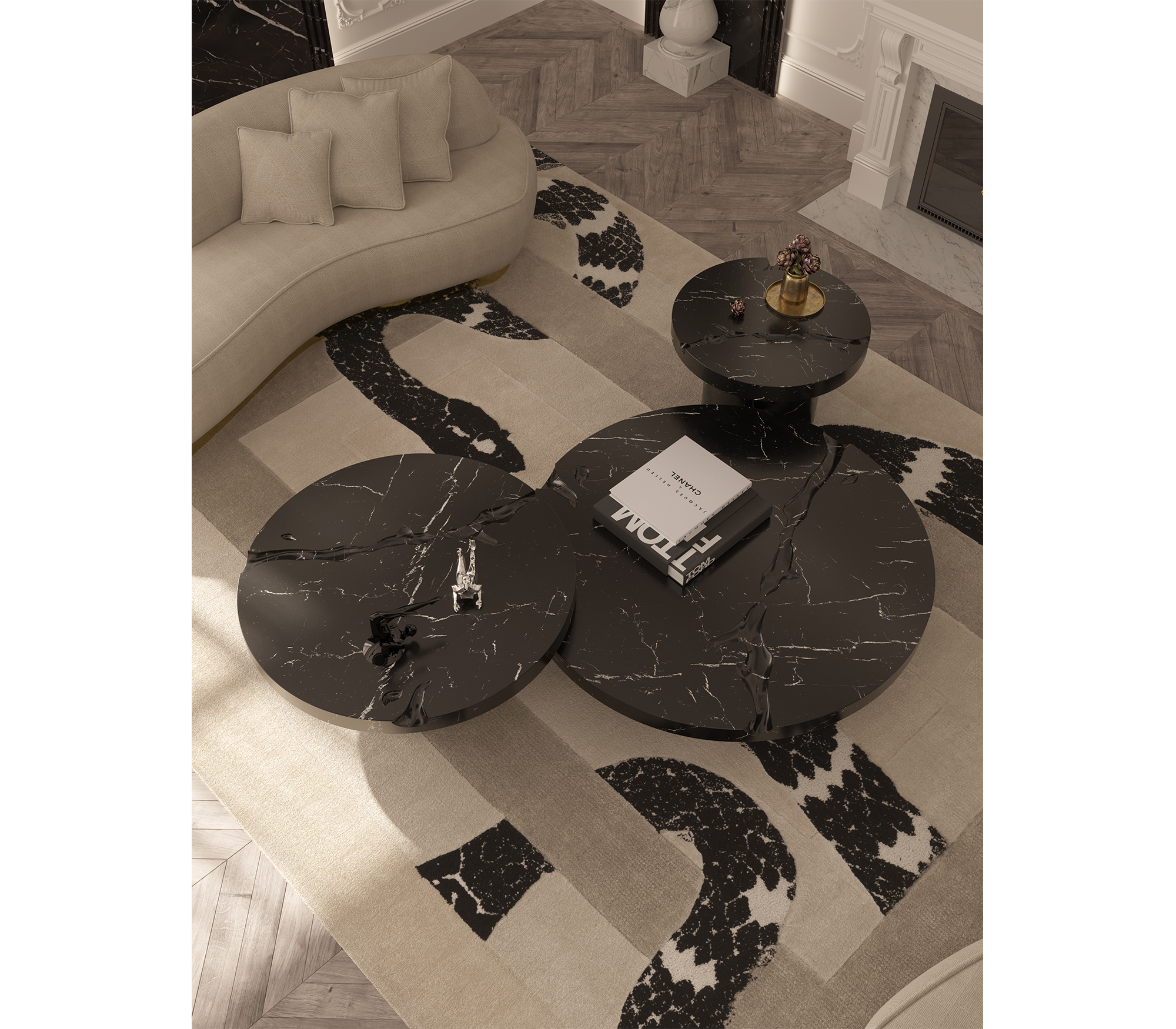 Журнальный столик Dominion Nero Marquina 3-Piece Set