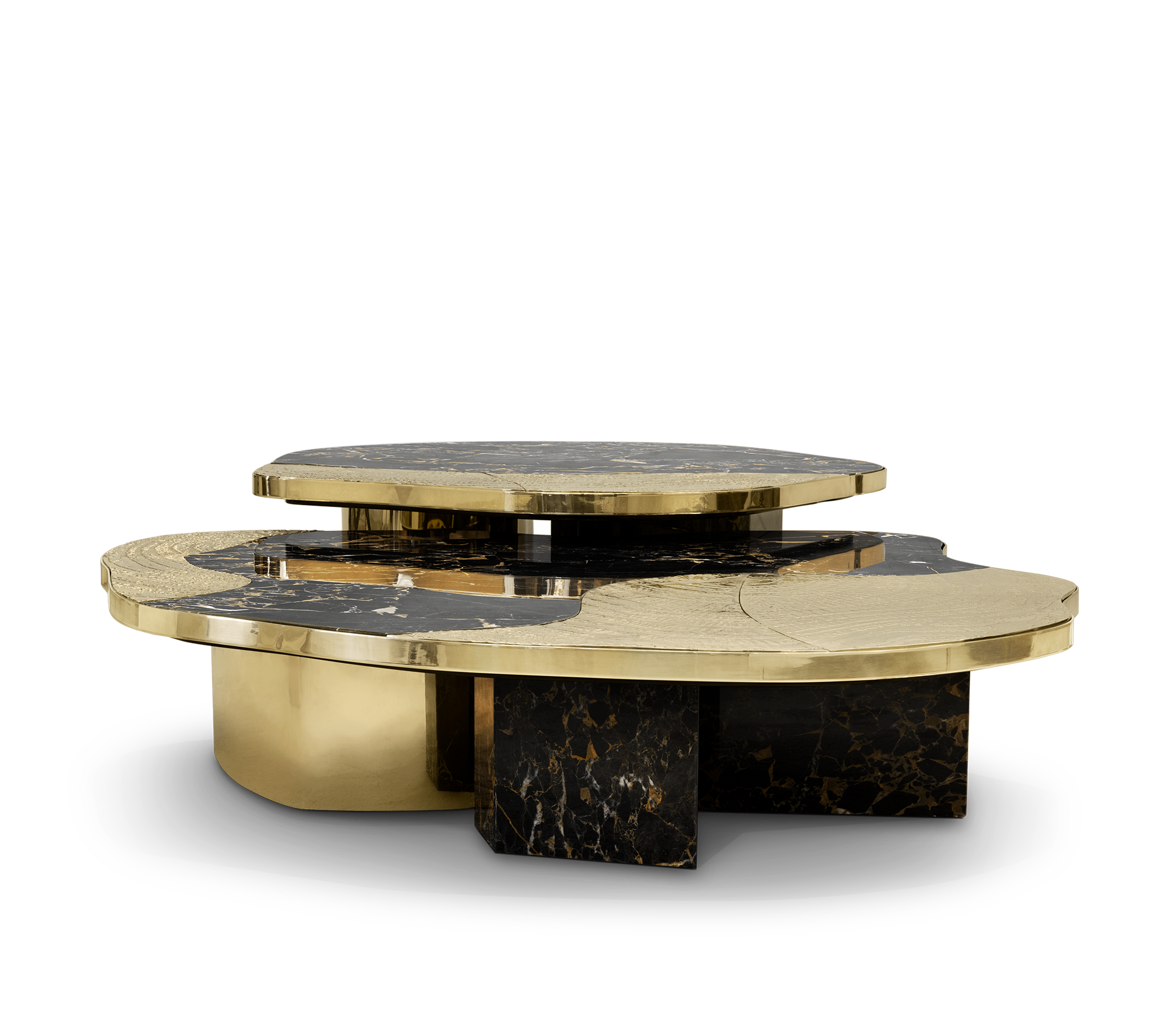 Журнальний столик Athena Portoro Marble & Gold Table Set