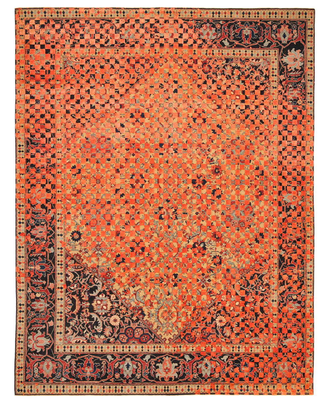Ковер эксклюзивный Serapi Queensbury Checker Raved Yellow Neonorange Silk | Размер: 250 x 300 см