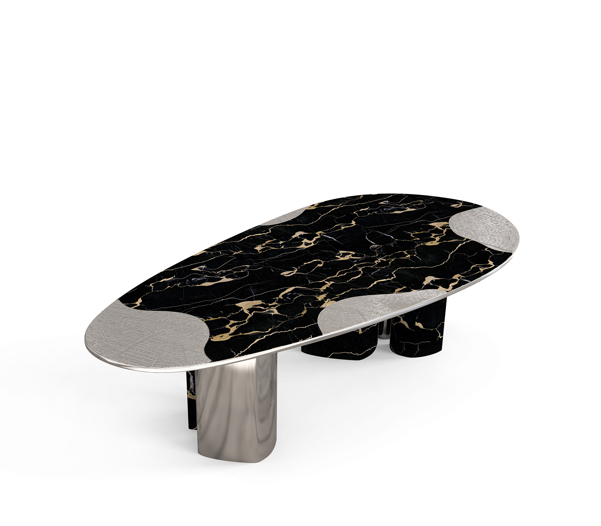 Обідній стіл Athena Portoro Marble & Silver