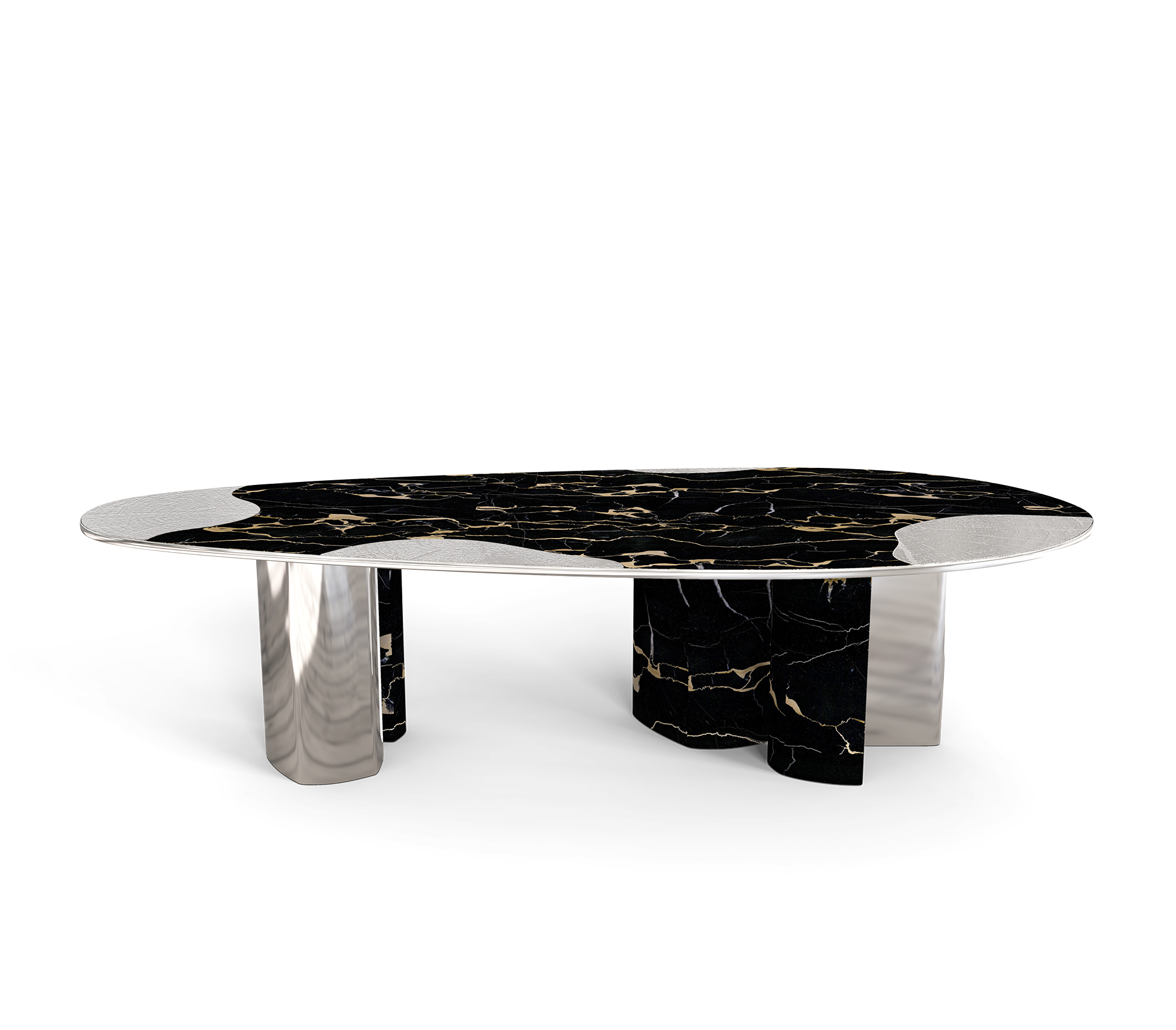 Обідній стіл Athena Portoro Marble & Silver