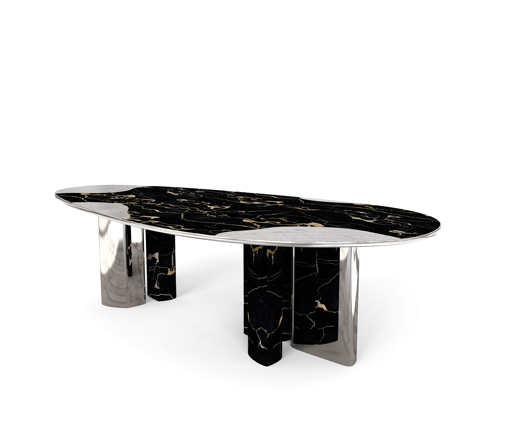 Обідній стіл Athena Portoro Marble & Silver