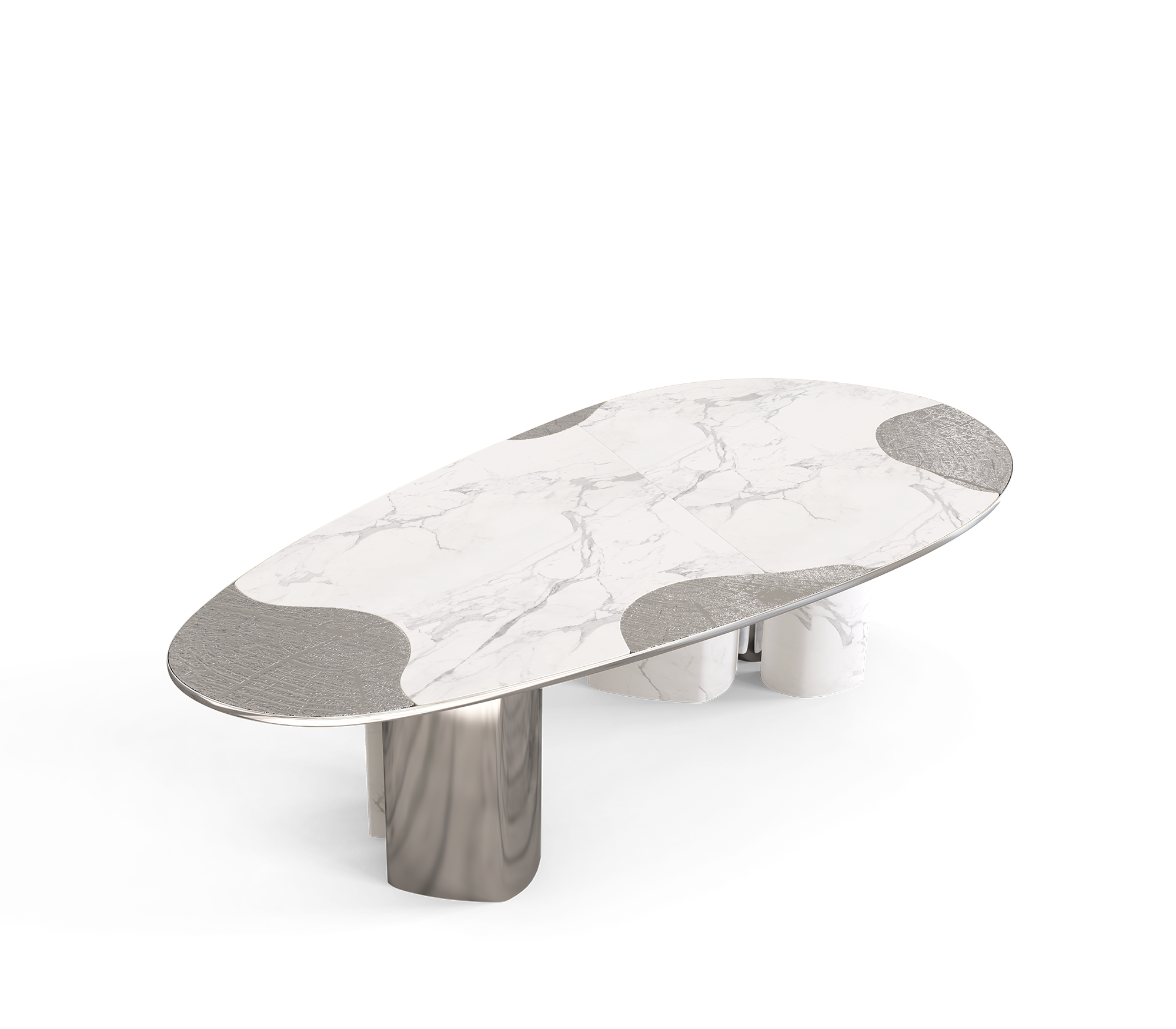Обеденный стол Athena Carrara Marble & Silver