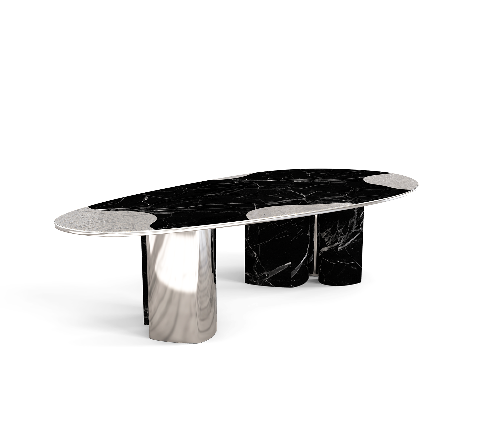 Обеденный стол Athena Nero Marble & Silver