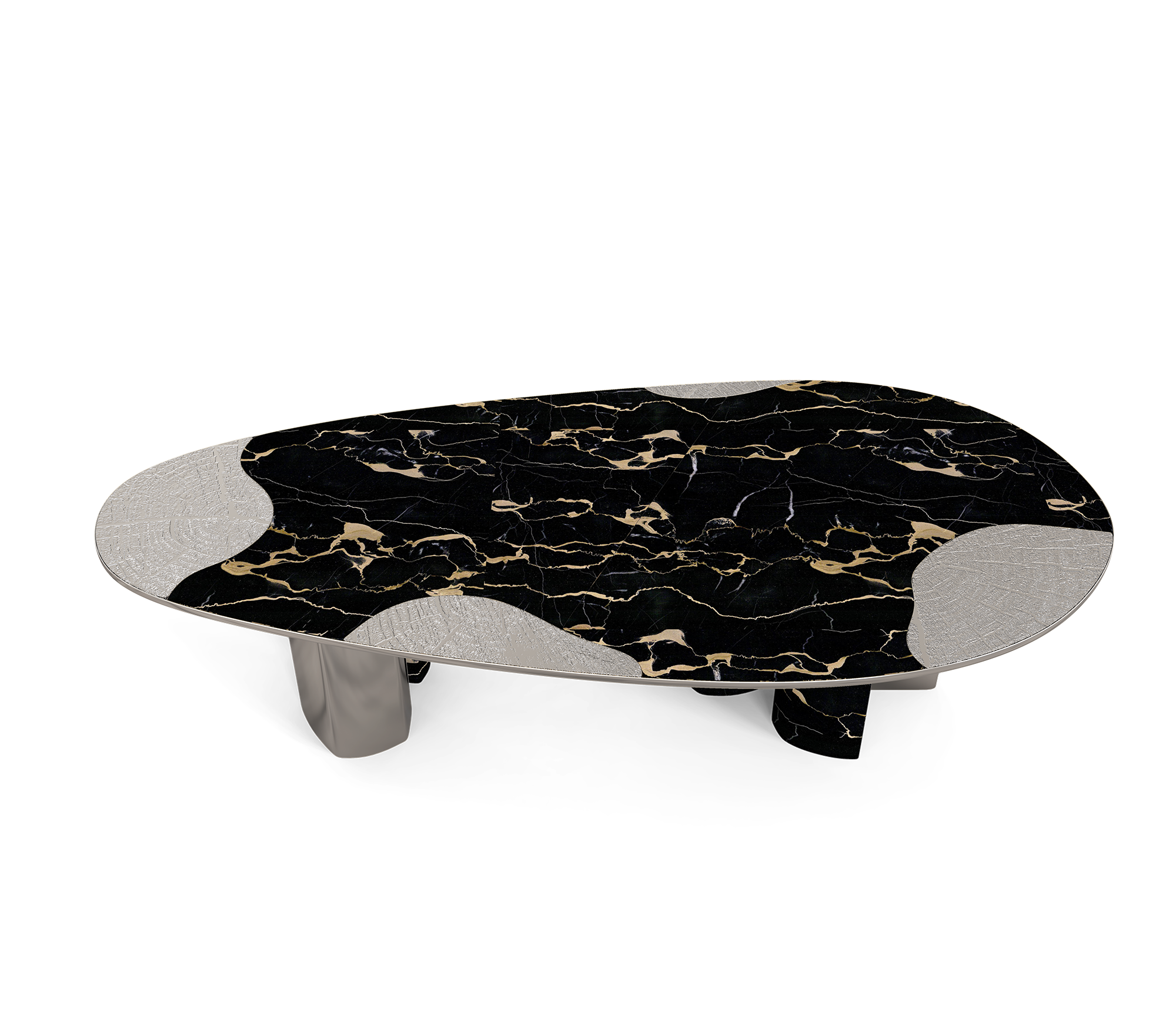 Обідній стіл Athena Portoro Marble & Silver