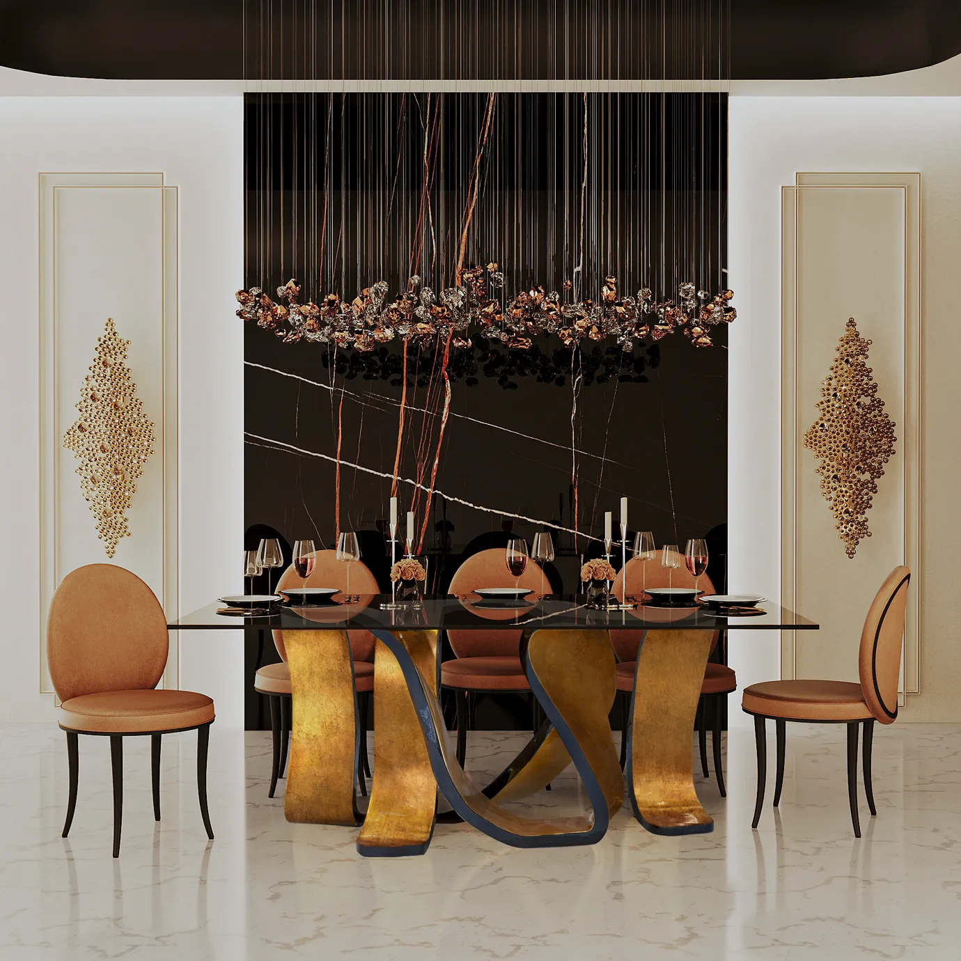 Обеденный стол Ribbon Gold Leaf