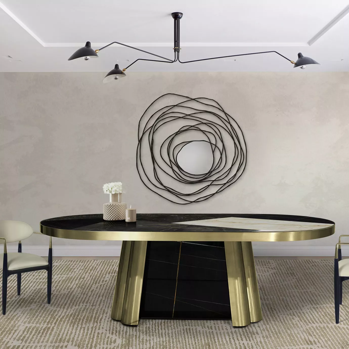 Обеденный стол Decovita Black & Gold Granite