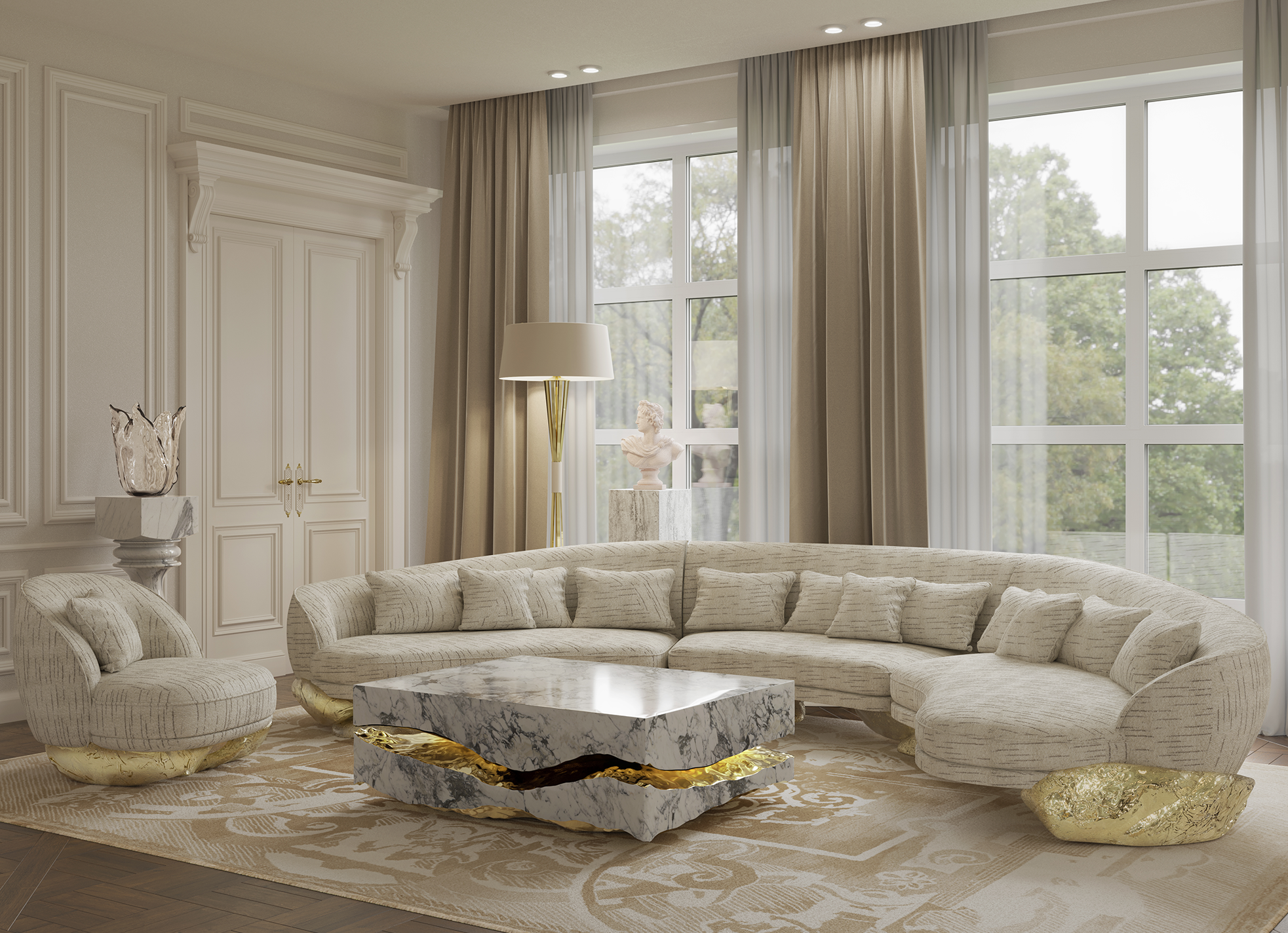 Журнальний столик Boulder Carrara Marble Table